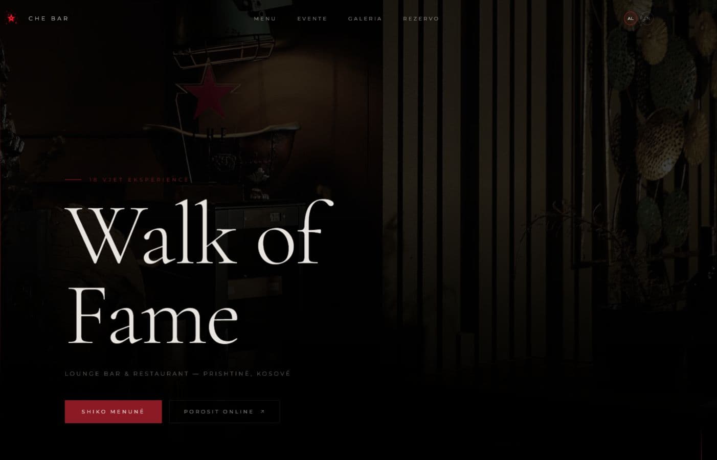 CHE BAR homepage designed by webprishtina
