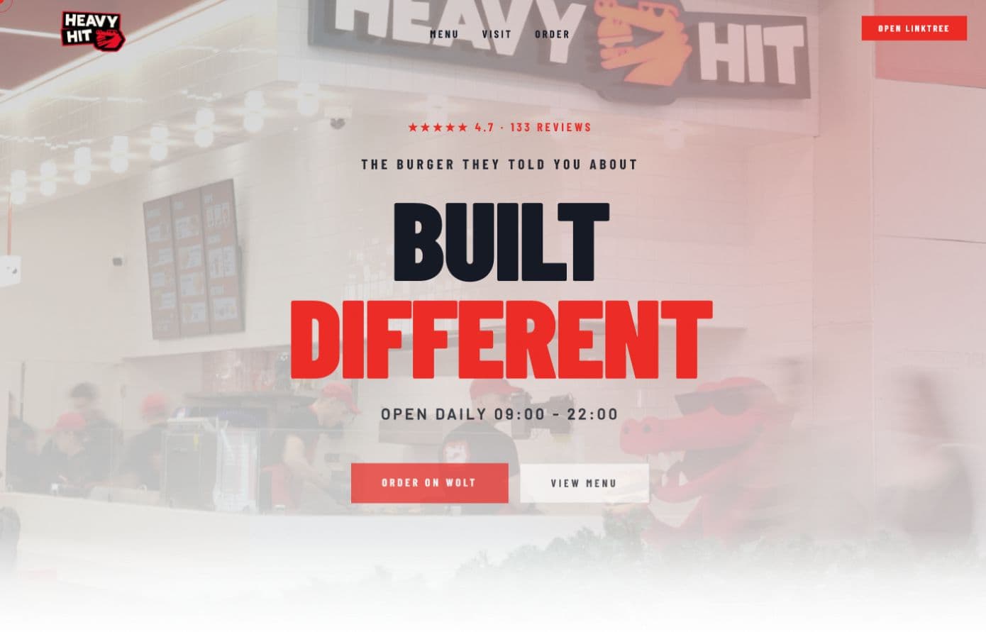 Heavy Hit Burgers homepage designed by webprishtina
